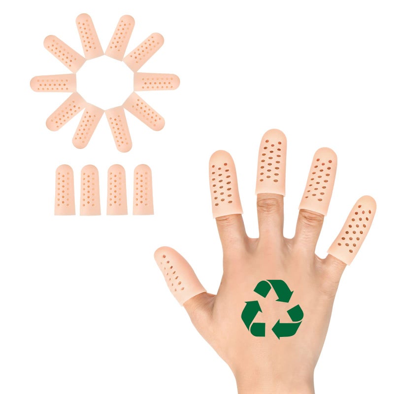 JWHOO Gel Finger Cots Breathable Latex Free Finger Protectors with Hole14PCS Silicone Finger Gloves Finger Covers for Hand Eczema Trigger Finger Finger Cracking Finger Arthritis Reusable